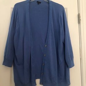 Talbots cornflower blue cardigan sweater.